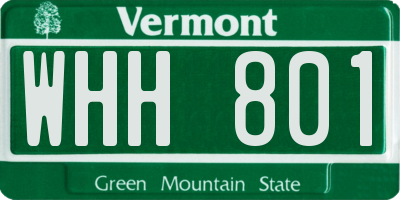 VT license plate WHH801