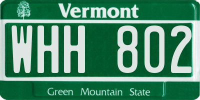 VT license plate WHH802
