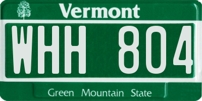 VT license plate WHH804