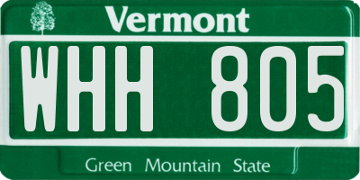 VT license plate WHH805