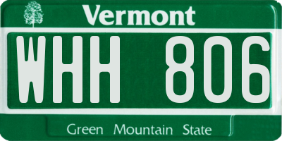 VT license plate WHH806