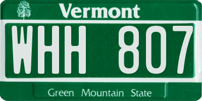 VT license plate WHH807