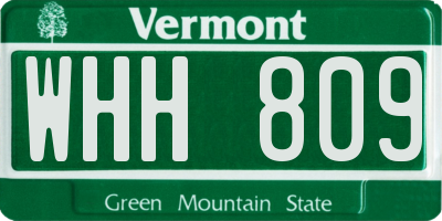 VT license plate WHH809