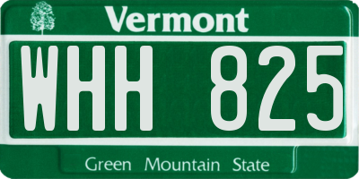 VT license plate WHH825