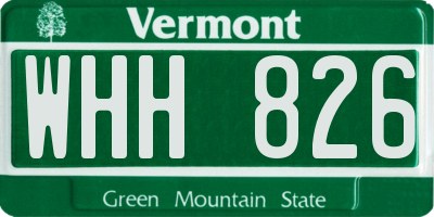 VT license plate WHH826