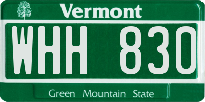VT license plate WHH830