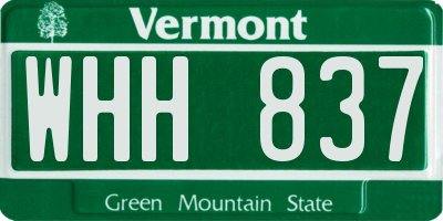 VT license plate WHH837