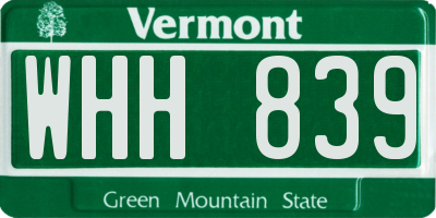 VT license plate WHH839