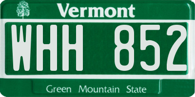 VT license plate WHH852