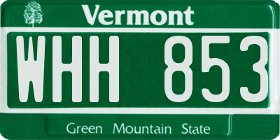 VT license plate WHH853