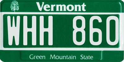 VT license plate WHH860