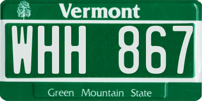 VT license plate WHH867