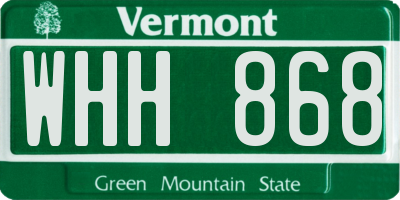 VT license plate WHH868