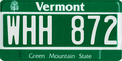 VT license plate WHH872
