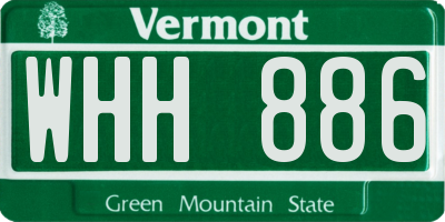 VT license plate WHH886