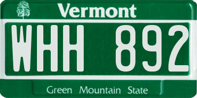 VT license plate WHH892