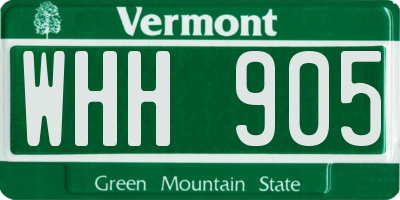 VT license plate WHH905