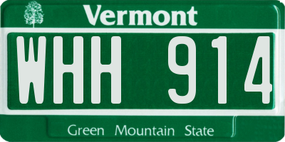 VT license plate WHH914