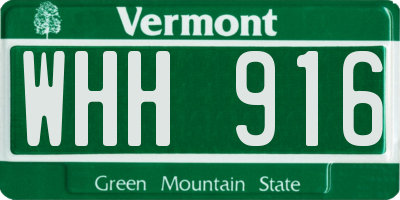 VT license plate WHH916