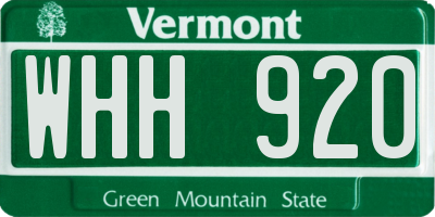 VT license plate WHH920