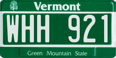 VT license plate WHH921