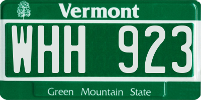 VT license plate WHH923