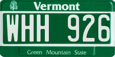 VT license plate WHH926