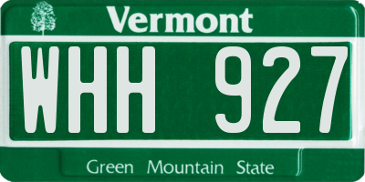 VT license plate WHH927