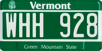 VT license plate WHH928
