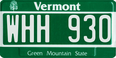 VT license plate WHH930