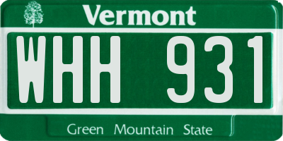 VT license plate WHH931