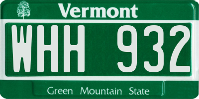 VT license plate WHH932