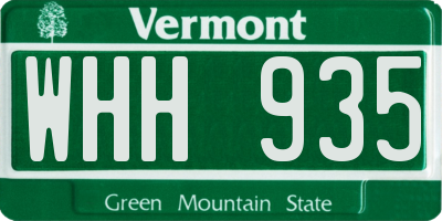 VT license plate WHH935