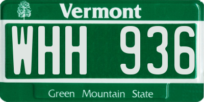 VT license plate WHH936