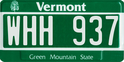 VT license plate WHH937
