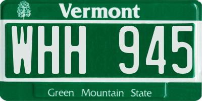 VT license plate WHH945