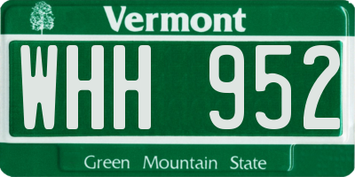VT license plate WHH952