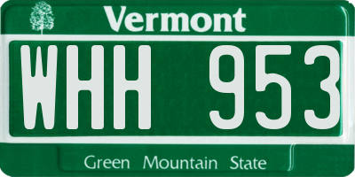VT license plate WHH953