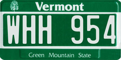VT license plate WHH954