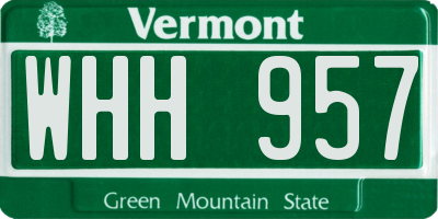 VT license plate WHH957