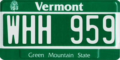 VT license plate WHH959