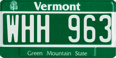 VT license plate WHH963