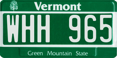 VT license plate WHH965