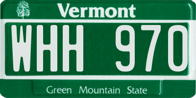 VT license plate WHH970