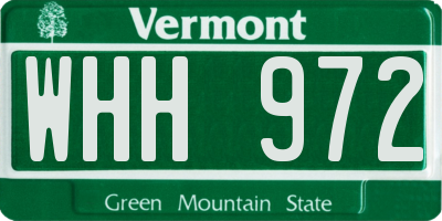 VT license plate WHH972
