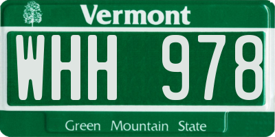 VT license plate WHH978