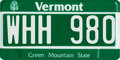 VT license plate WHH980
