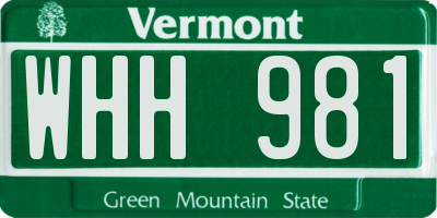 VT license plate WHH981
