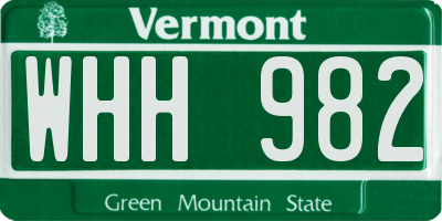 VT license plate WHH982