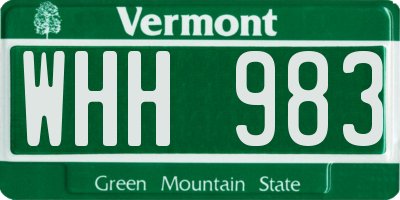 VT license plate WHH983